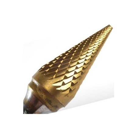 Champion Cutting Tool Cone Shaped Carbide Bur for Narrow Contours / Surface Machining, 1/4in Cut Dia, 3/4in LOC CHA SM2